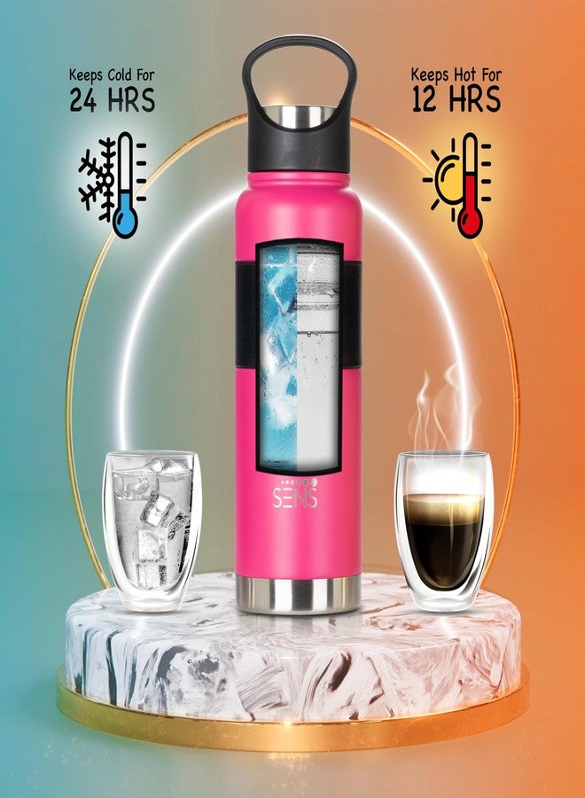 SENS HydraTitan Stainless Steel Bottle with Advanced Insulation Technology, Hot or Cold up to 24 Hours | Leak Proof |BPA Free |Gym Bottle | Adults |750ml | Pink - Image 3